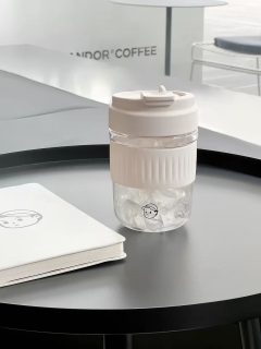 FINERWORLD Takeaway Cup Tritan Straw Cup Compact, Portable, High-temperature Resistant Transparent Plastic Water Bottle/Cup